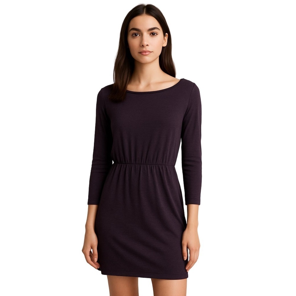 Aritzia Wilfred Size Small Long Sleeve Bercot Dress in Burgundy